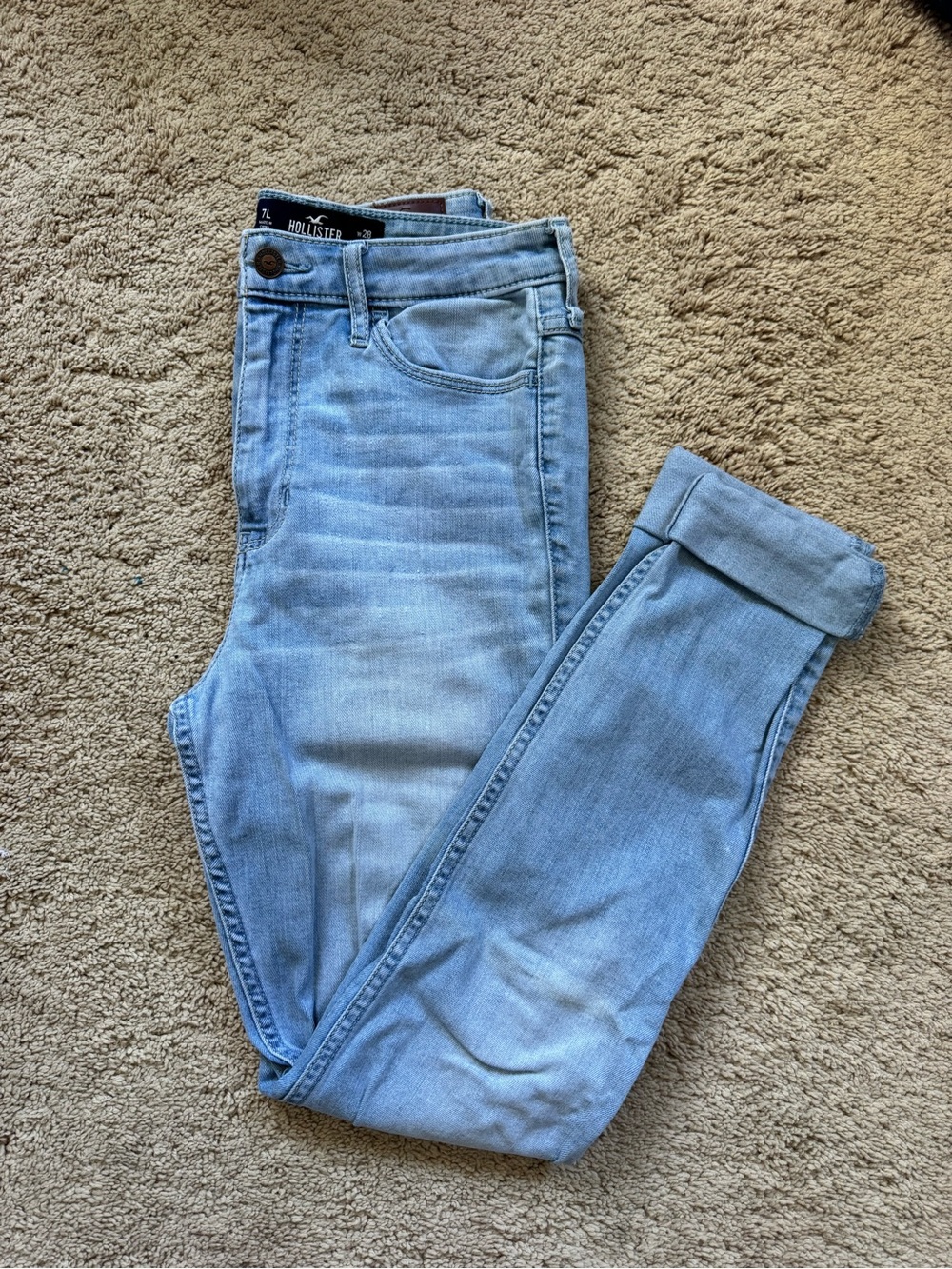 Hollister Light Blue High-Rise distressed Skinny Jeans